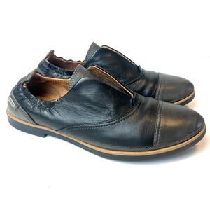 Pikolinos Women's Santorini Leather Loafers Slip On Shoes Black Gray Sz 8.5